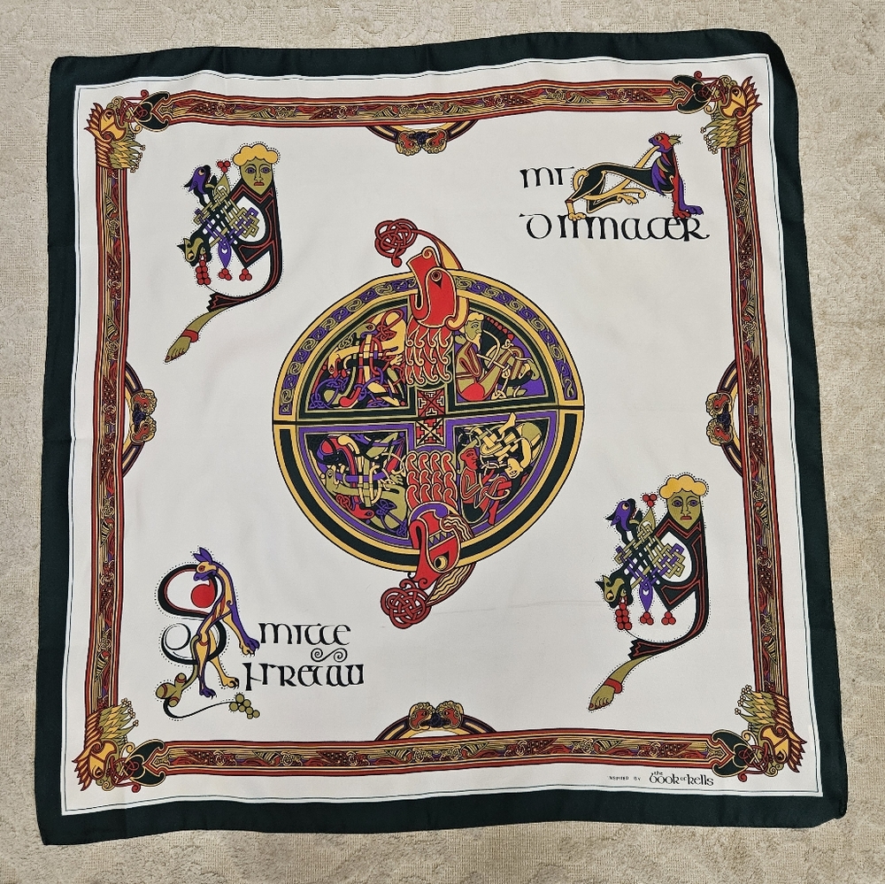 Book Of Kells Irish Gaelic Scarf Womens Square 26-27" Square